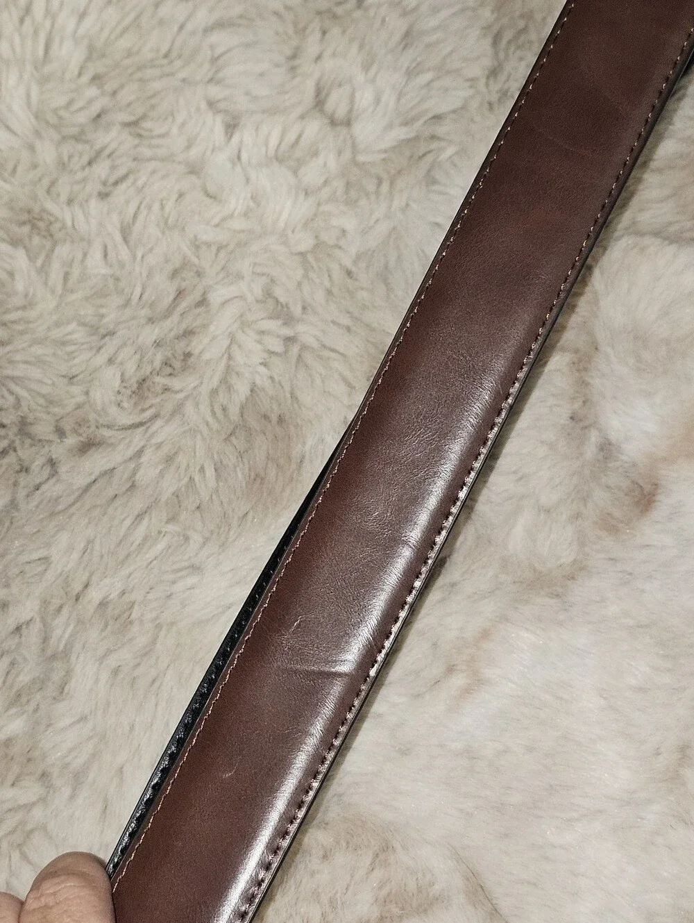 London Fog Sz 42 Reversible Brown and Black Leather Belt for Men